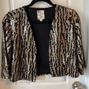 Striped Sequin Cropped Jacket